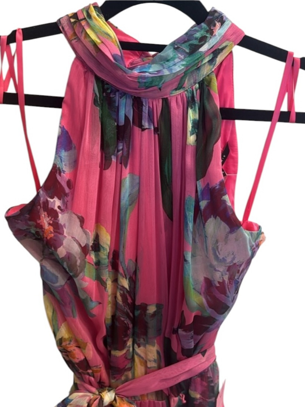 Alex Marie Nina Sleeveless Mock Neck A-Line Dress Fandango Pink NWT $248 - Picture 4 of 7